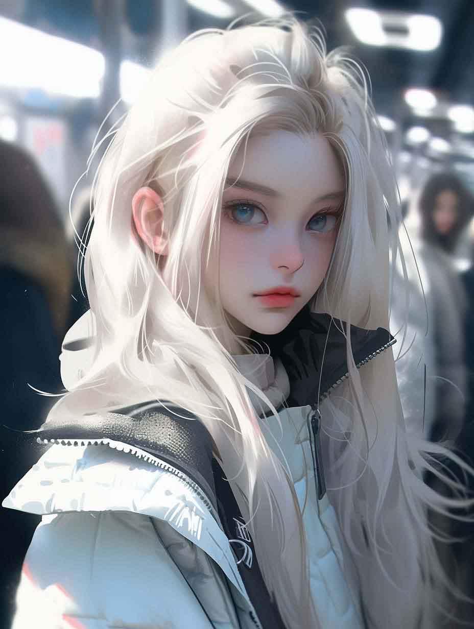 她站在阳光下